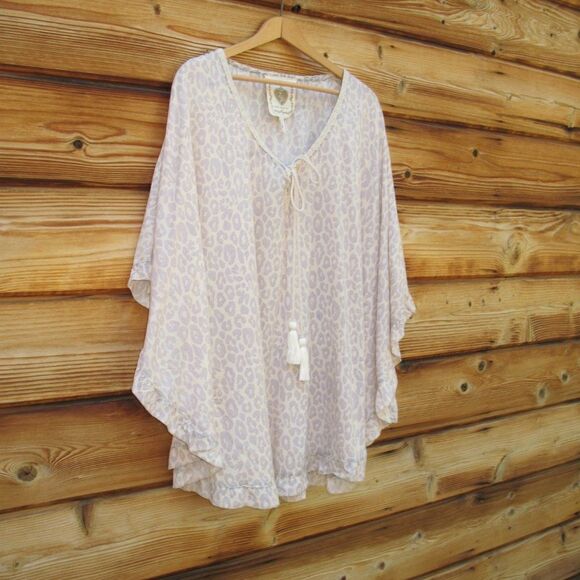 Z & L Europe Cheetah Print Tassel Boho Cover Up  Top S M L XL One Size - Picture 3 of 10